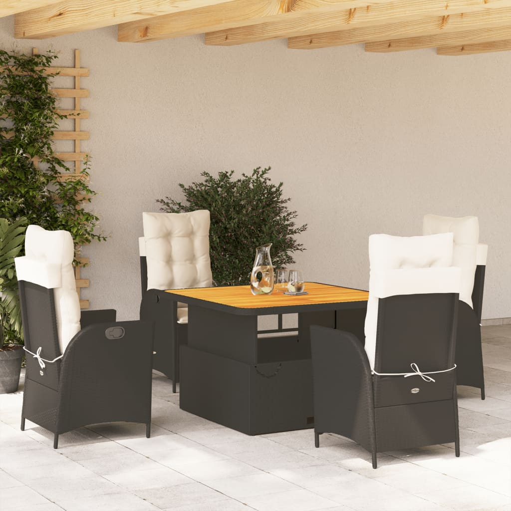 5-delige Tuinset met kussens poly rattan zwart is nu te koop bij PeponiXL, paradijselijk wonen!