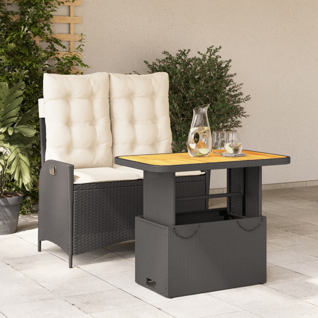 2-delige Tuinset met kussens poly rattan zwart is nu te koop bij PeponiXL, paradijselijk wonen!
