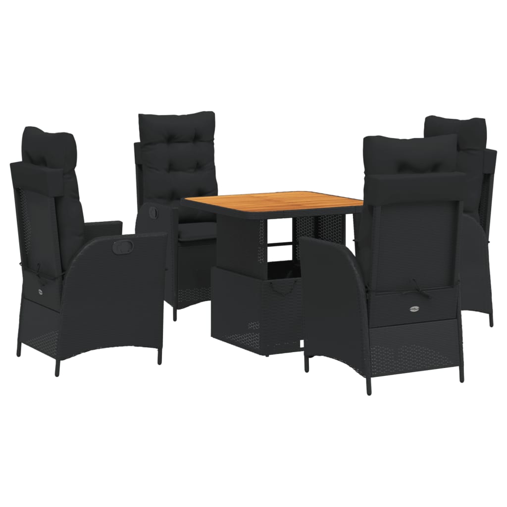 5-delige Tuinset met kussens poly rattan zwart is nu te koop bij PeponiXL, paradijselijk wonen!