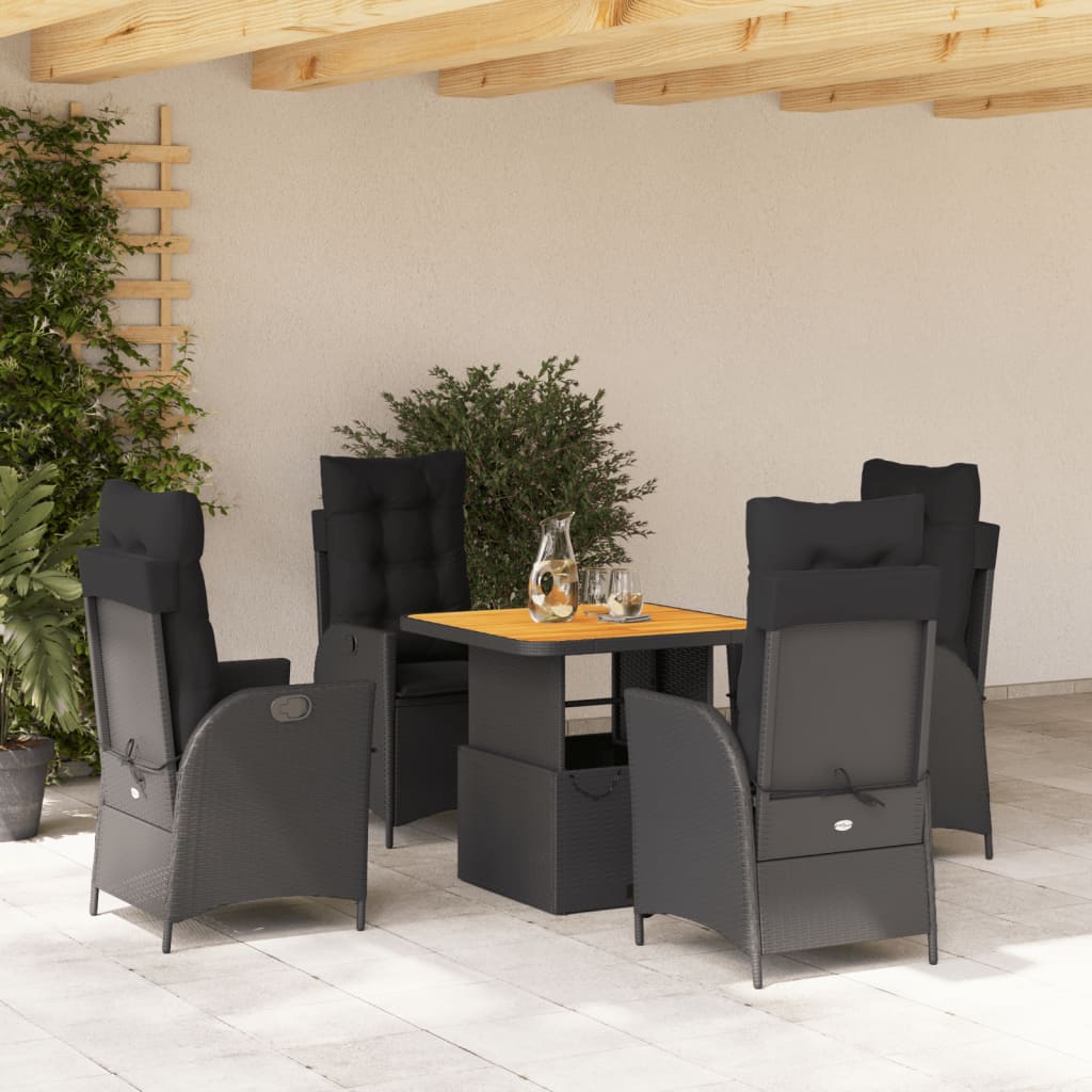 5-delige Tuinset met kussens poly rattan zwart is nu te koop bij PeponiXL, paradijselijk wonen!