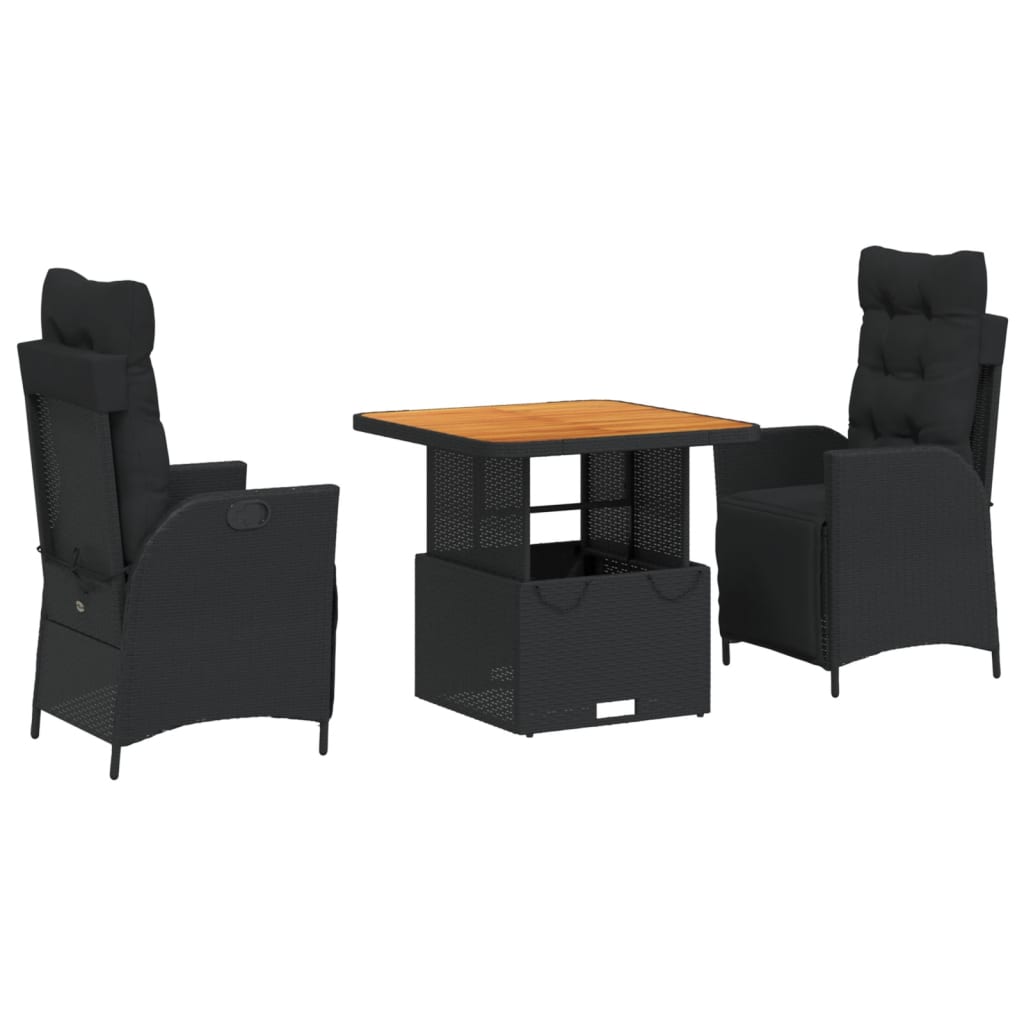 3-delige Tuinset met kussens poly rattan zwart is nu te koop bij PeponiXL, paradijselijk wonen!