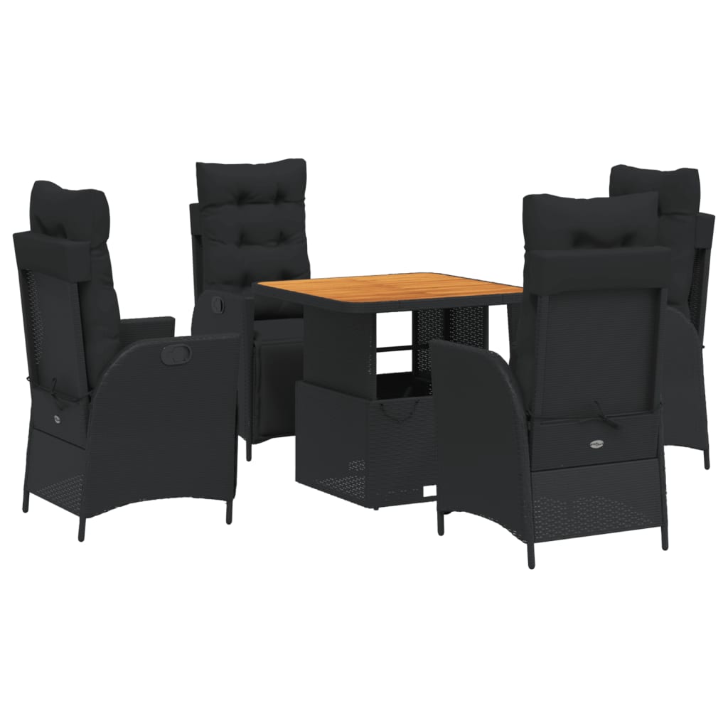 5-delige Tuinset met kussens poly rattan zwart is nu te koop bij PeponiXL, paradijselijk wonen!