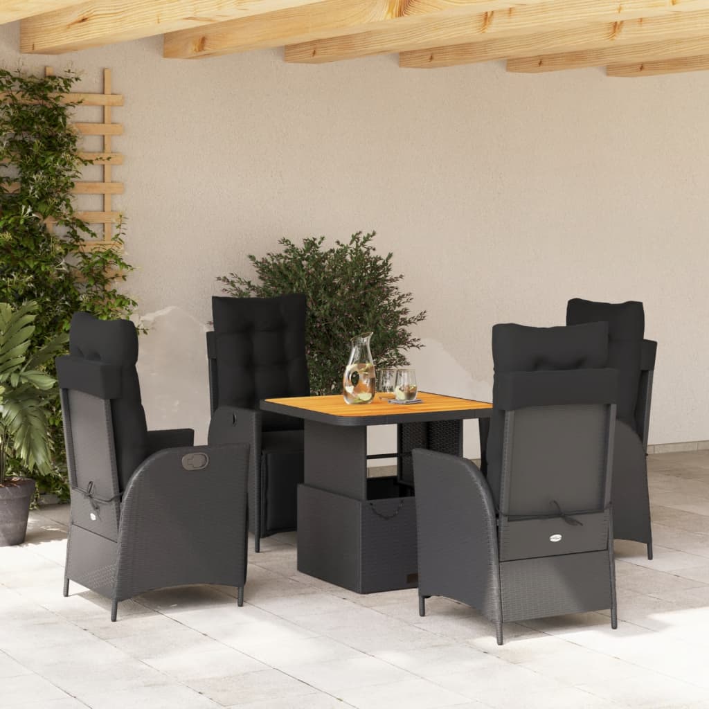 5-delige Tuinset met kussens poly rattan zwart is nu te koop bij PeponiXL, paradijselijk wonen!