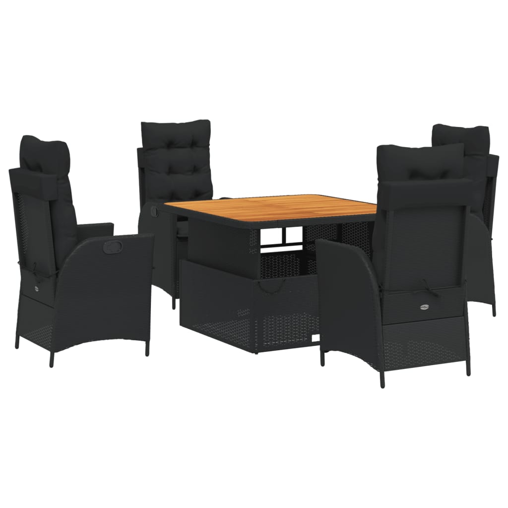 5-delige Tuinset met kussens poly rattan zwart is nu te koop bij PeponiXL, paradijselijk wonen!