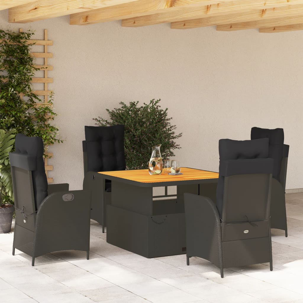 5-delige Tuinset met kussens poly rattan zwart is nu te koop bij PeponiXL, paradijselijk wonen!