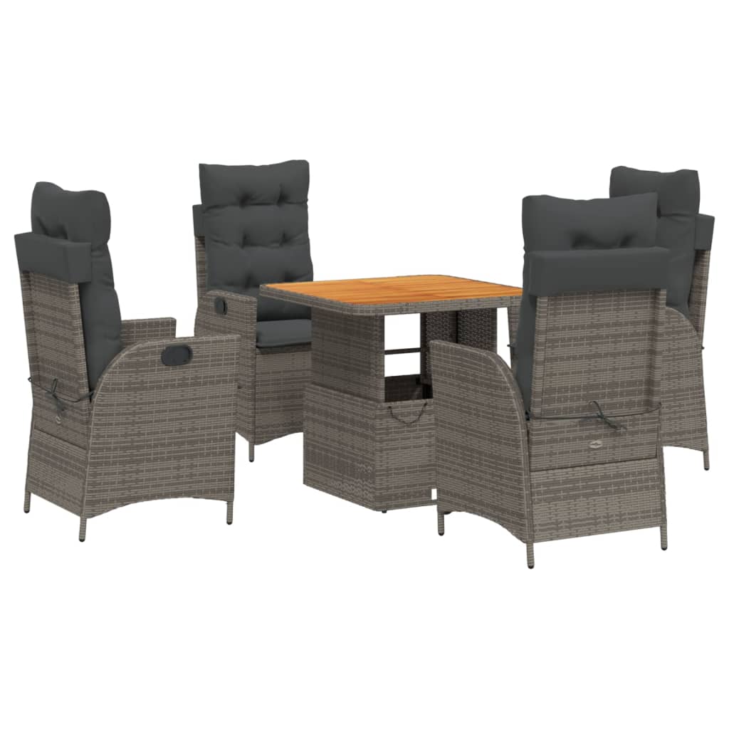 5-delige Tuinset met kussens poly rattan grijs is nu te koop bij PeponiXL, paradijselijk wonen!