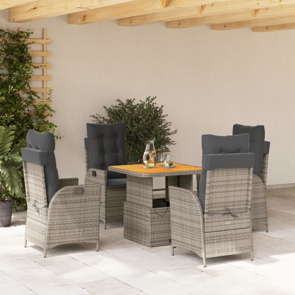 5-delige Tuinset met kussens poly rattan grijs is nu te koop bij PeponiXL, paradijselijk wonen!