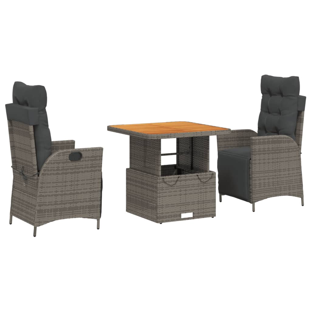 3-delige Tuinset met kussens poly rattan grijs is nu te koop bij PeponiXL, paradijselijk wonen!