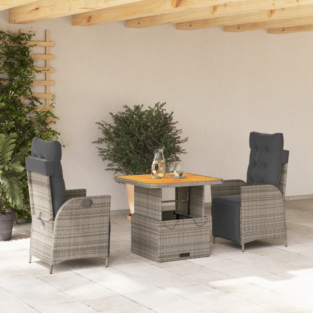 3-delige Tuinset met kussens poly rattan grijs is nu te koop bij PeponiXL, paradijselijk wonen!