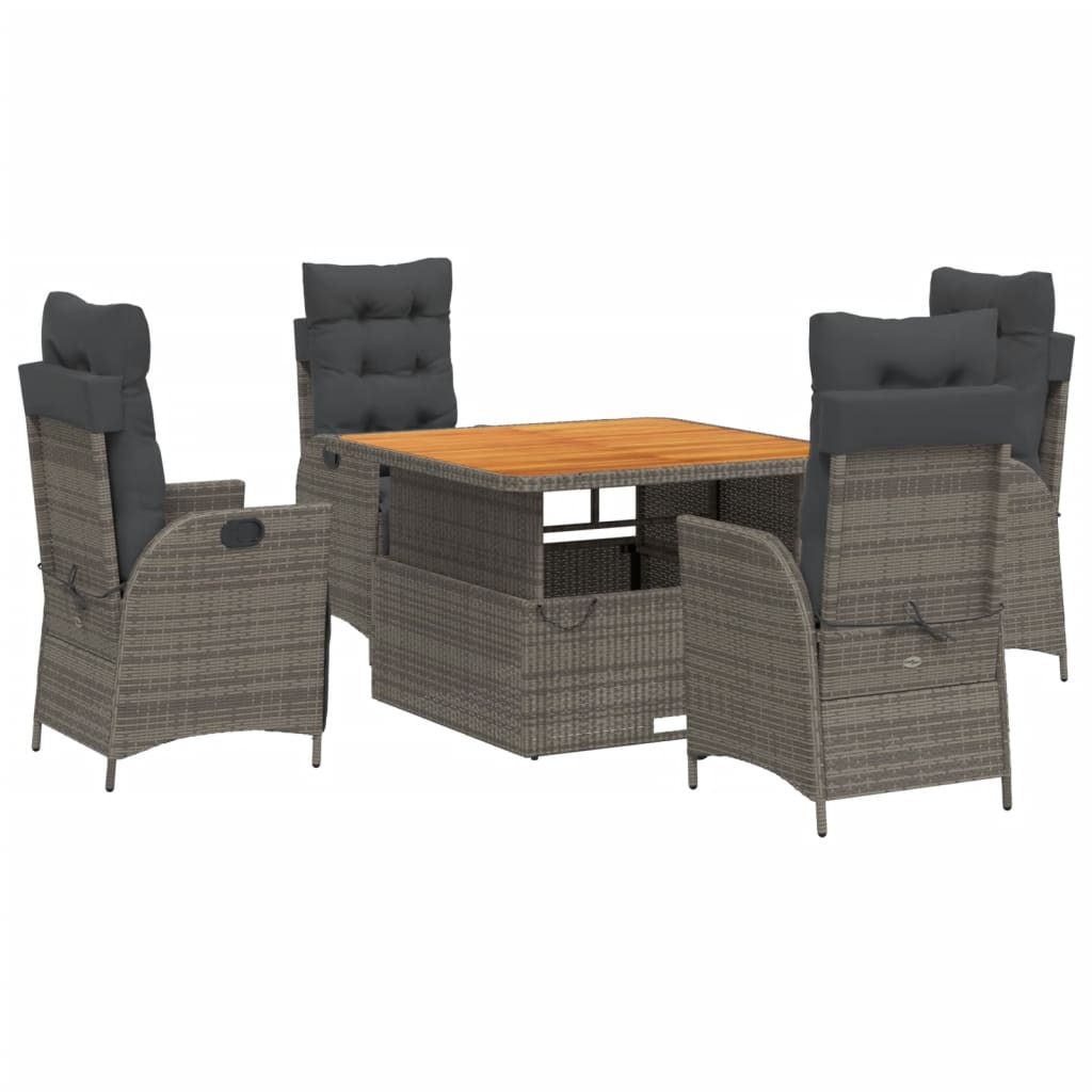 5-delige Tuinset met kussens poly rattan grijs is nu te koop bij PeponiXL, paradijselijk wonen!