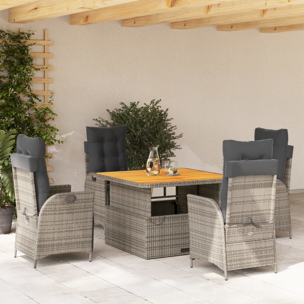 5-delige Tuinset met kussens poly rattan grijs is nu te koop bij PeponiXL, paradijselijk wonen!
