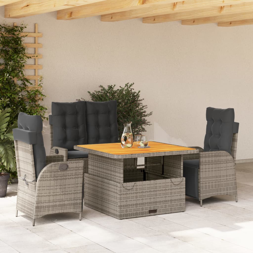4-delige Tuinset met kussens poly rattan grijs is nu te koop bij PeponiXL, paradijselijk wonen!