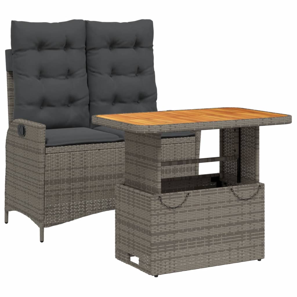 2-delige Tuinset met kussens poly rattan grijs is nu te koop bij PeponiXL, paradijselijk wonen!