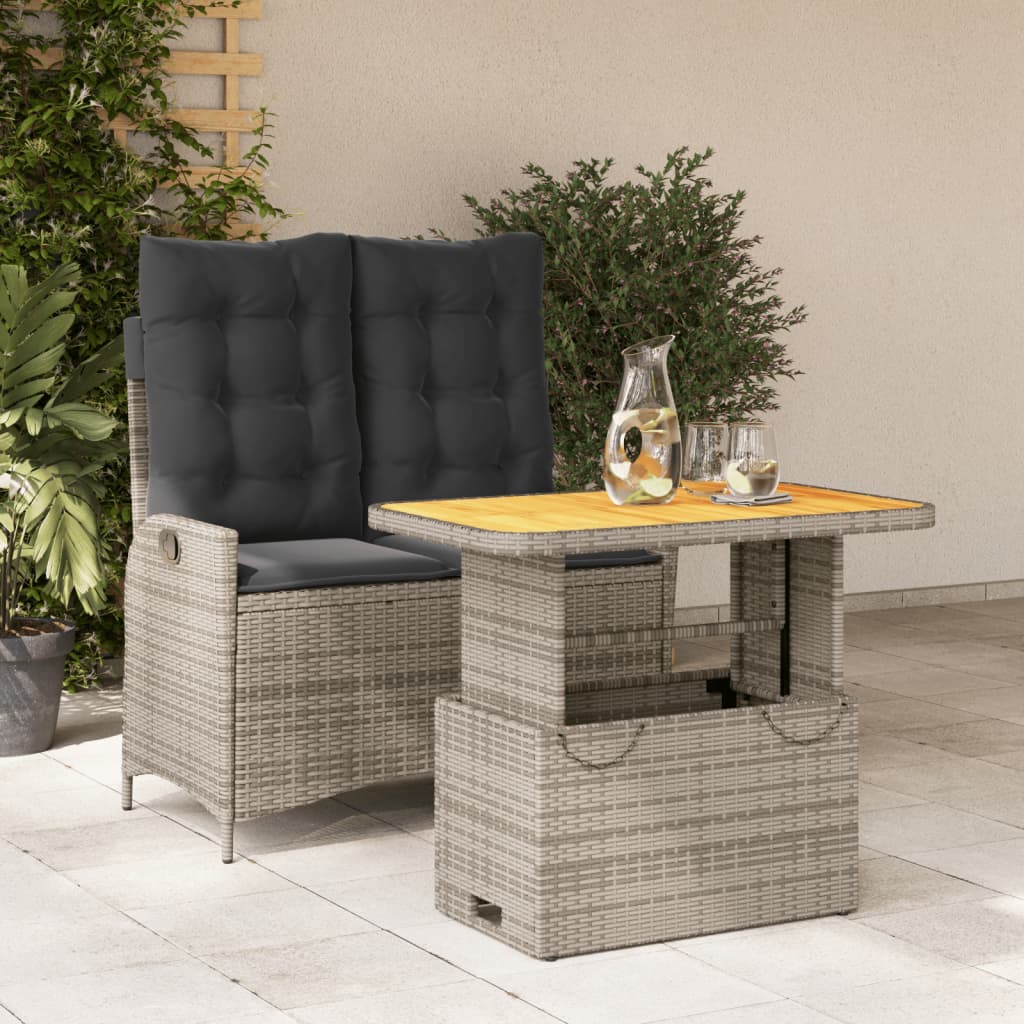 2-delige Tuinset met kussens poly rattan grijs is nu te koop bij PeponiXL, paradijselijk wonen!