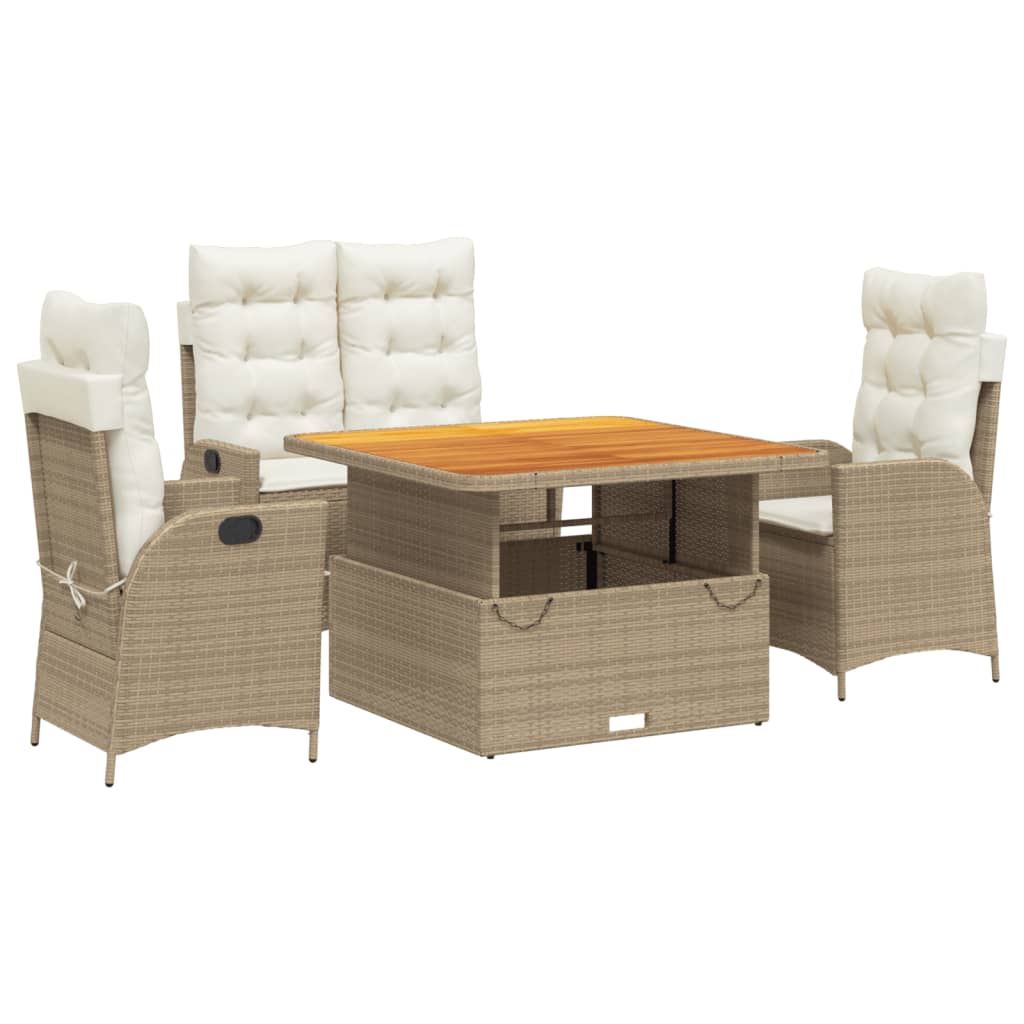 4-delige Tuinset met kussens poly rattan beige is nu te koop bij PeponiXL, paradijselijk wonen!