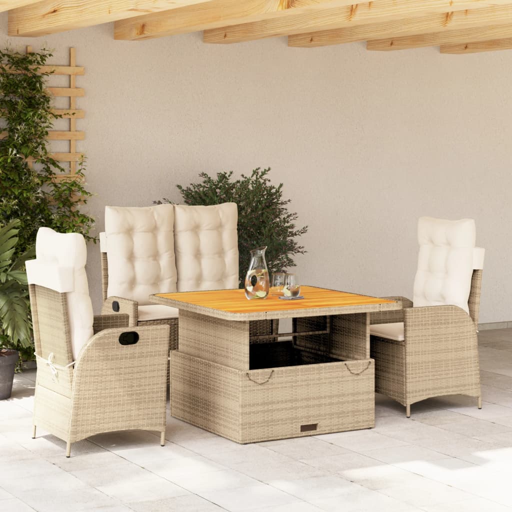 4-delige Tuinset met kussens poly rattan beige is nu te koop bij PeponiXL, paradijselijk wonen!