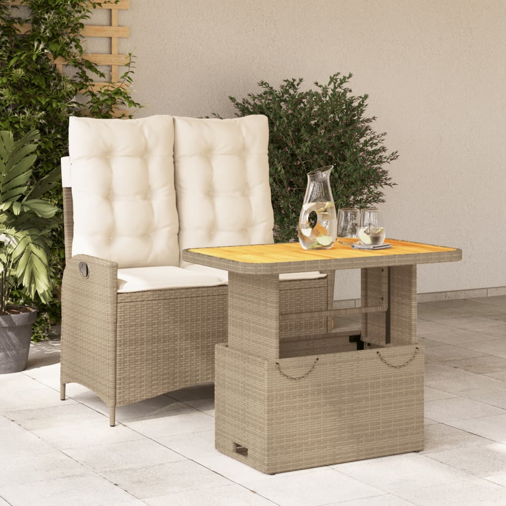 2-delige Tuinset met kussens poly rattan beige is nu te koop bij PeponiXL, paradijselijk wonen!