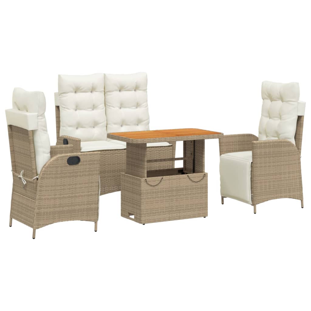4-delige Tuinset met kussens poly rattan beige is nu te koop bij PeponiXL, paradijselijk wonen!