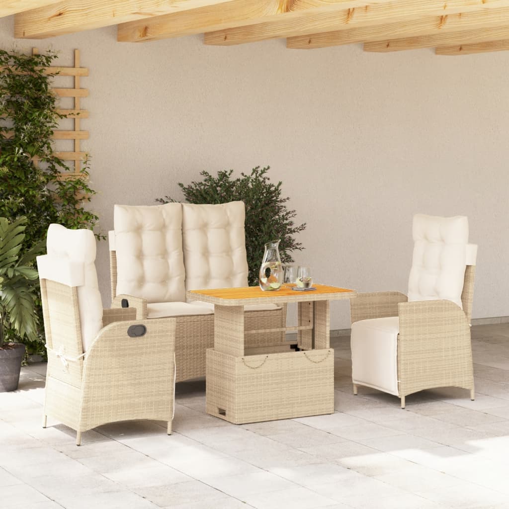 4-delige Tuinset met kussens poly rattan beige is nu te koop bij PeponiXL, paradijselijk wonen!