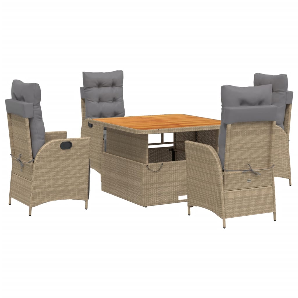 5-delige Tuinset met kussens poly rattan beige is nu te koop bij PeponiXL, paradijselijk wonen!