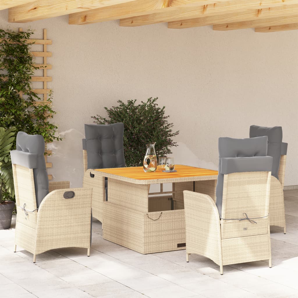 5-delige Tuinset met kussens poly rattan beige is nu te koop bij PeponiXL, paradijselijk wonen!