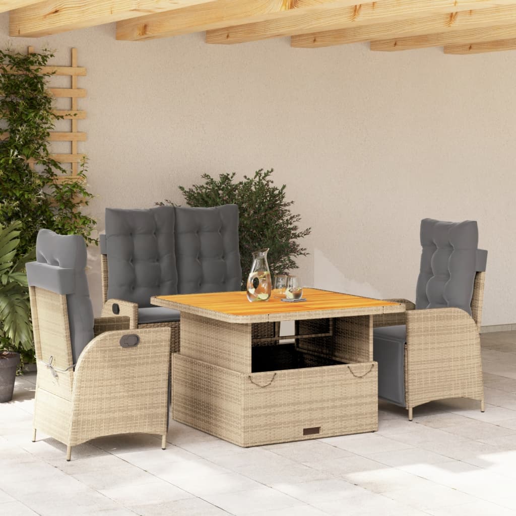 4-delige Tuinset met kussens poly rattan beige is nu te koop bij PeponiXL, paradijselijk wonen!