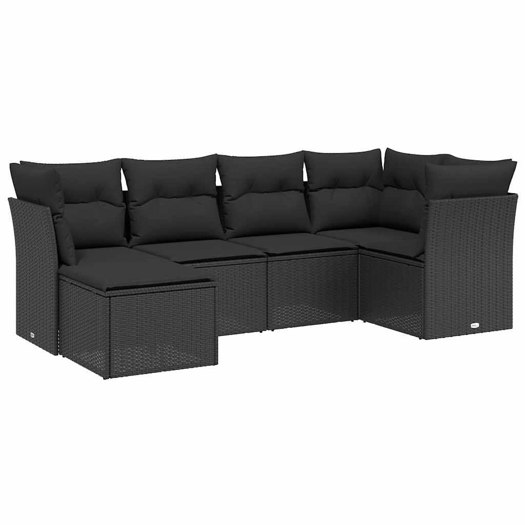 6-delige Loungeset met kussens poly rattan zwart is nu te koop bij PeponiXL, paradijselijk wonen!