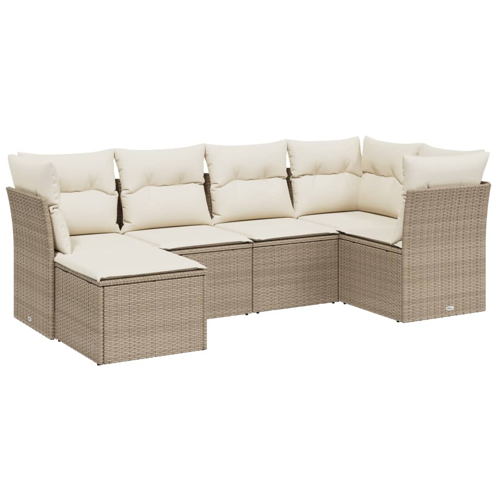 6-delige Loungeset met kussens poly rattan beige is nu te koop bij PeponiXL, paradijselijk wonen!