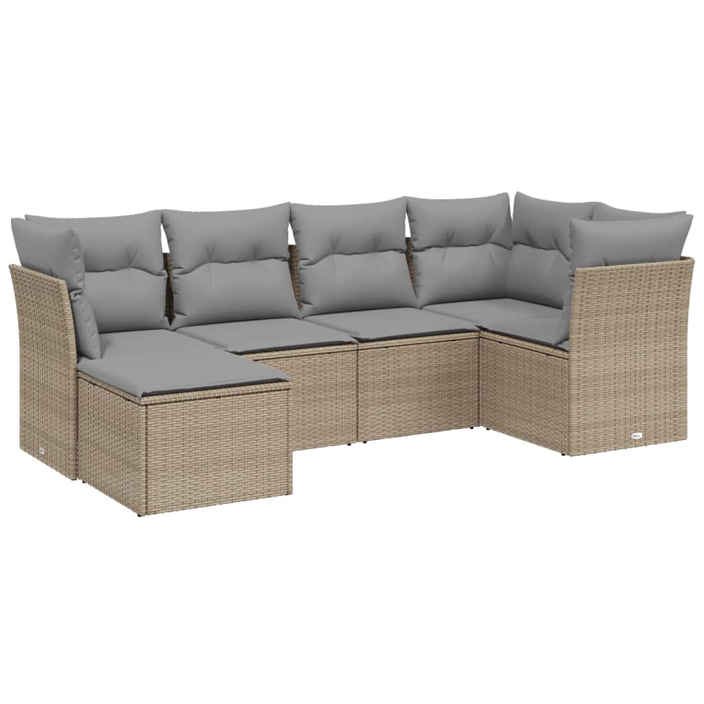 6-delige Loungeset met kussens poly rattan gemengd beige is nu te koop bij PeponiXL, paradijselijk wonen!