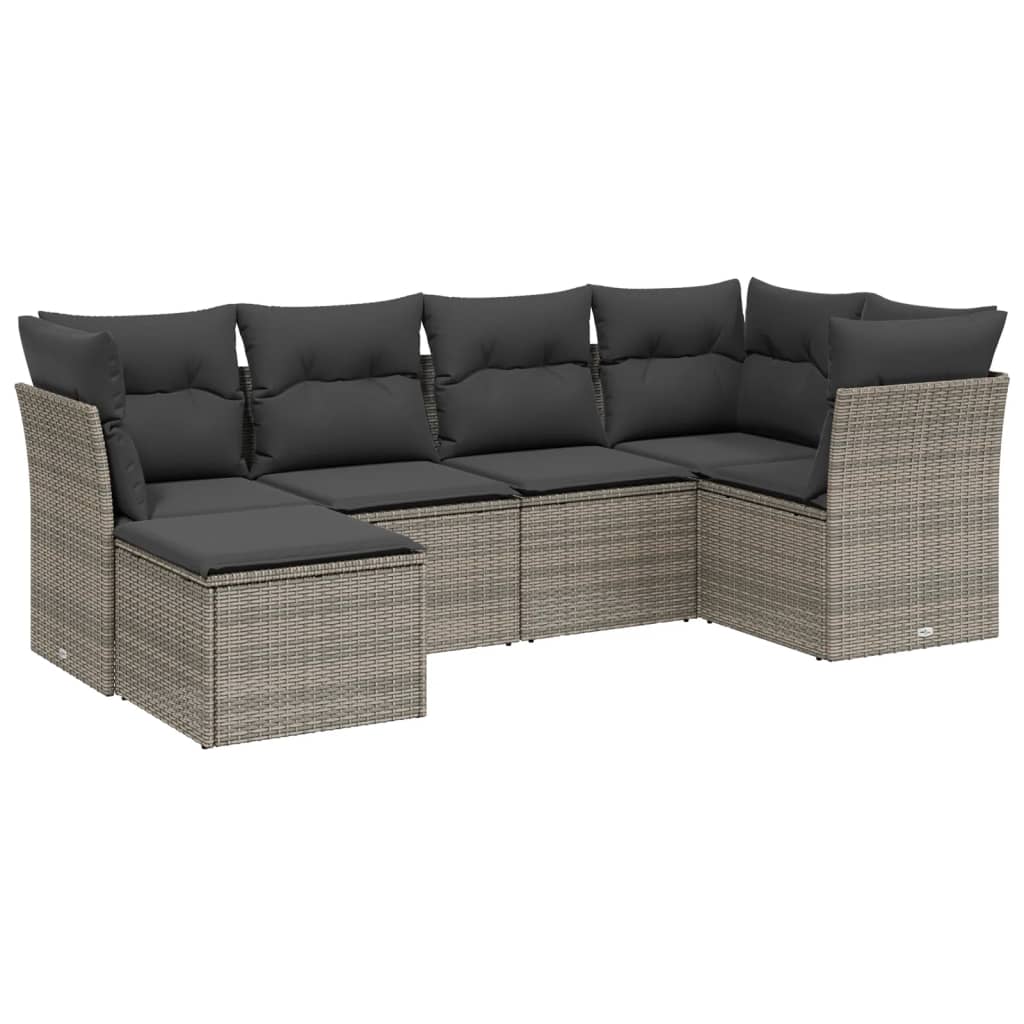 6-delige Loungeset met kussens poly rattan grijs is nu te koop bij PeponiXL, paradijselijk wonen!
