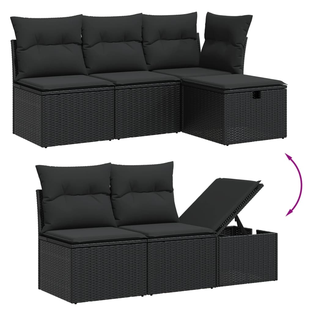 7-delige Loungeset met kussens poly rattan zwart is nu te koop bij PeponiXL, paradijselijk wonen!