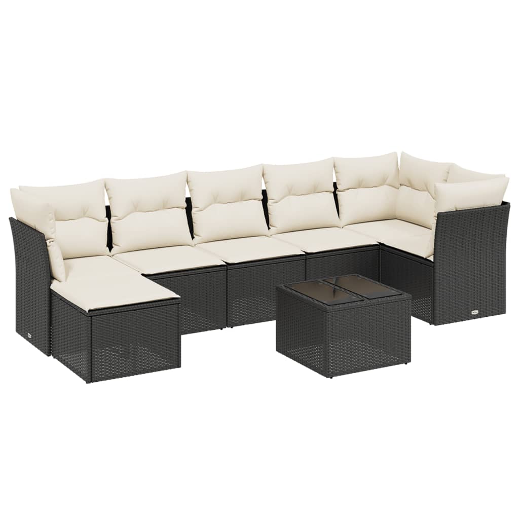 8-delige Loungeset met kussens poly rattan zwart is nu te koop bij PeponiXL, paradijselijk wonen!