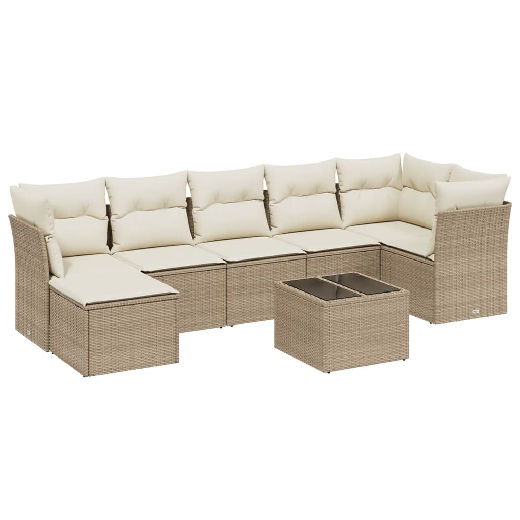 8-delige Loungeset met kussens poly rattan beige is nu te koop bij PeponiXL, paradijselijk wonen!