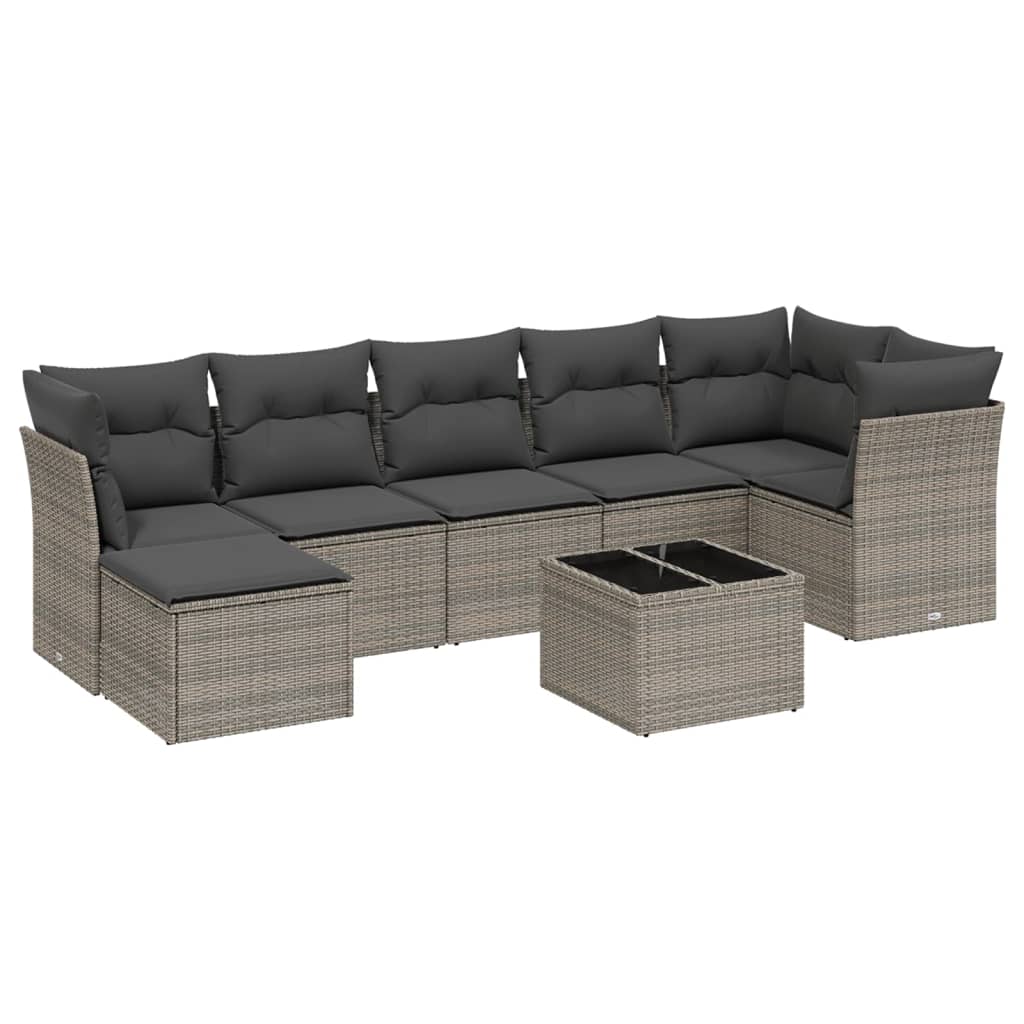 8-delige Loungeset met kussens poly rattan grijs is nu te koop bij PeponiXL, paradijselijk wonen!