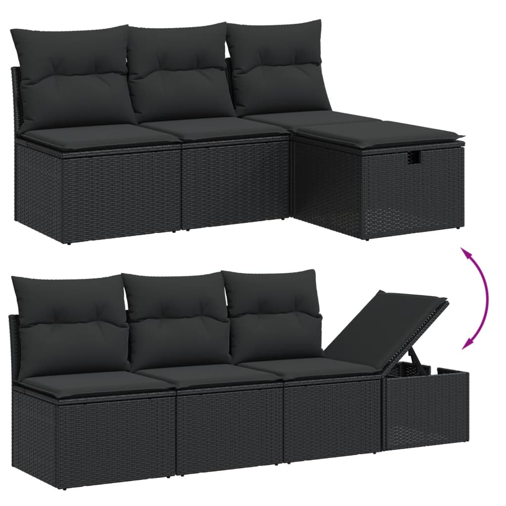 7-delige Loungeset met kussens poly rattan zwart is nu te koop bij PeponiXL, paradijselijk wonen!