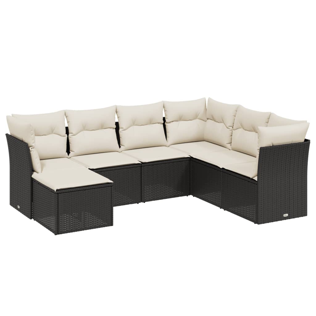 7-delige Loungeset met kussens poly rattan zwart is nu te koop bij PeponiXL, paradijselijk wonen!