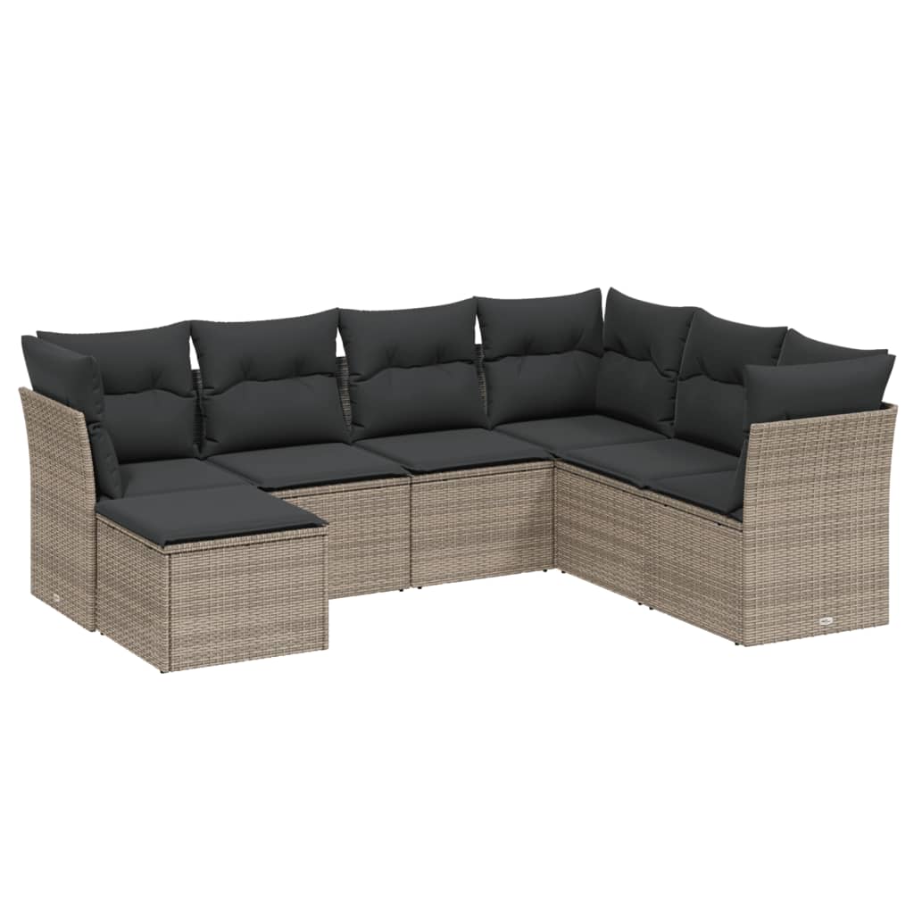 7-delige Loungeset met kussens poly rattan grijs is nu te koop bij PeponiXL, paradijselijk wonen!