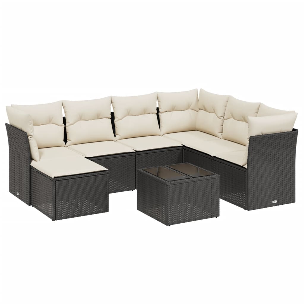 8-delige Loungeset met kussens poly rattan zwart is nu te koop bij PeponiXL, paradijselijk wonen!