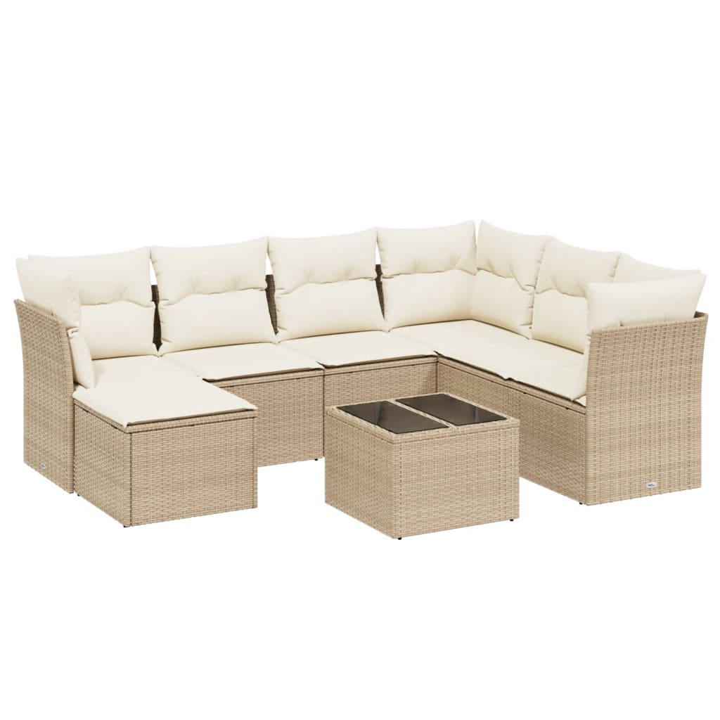 8-delige Loungeset met kussens poly rattan beige is nu te koop bij PeponiXL, paradijselijk wonen!