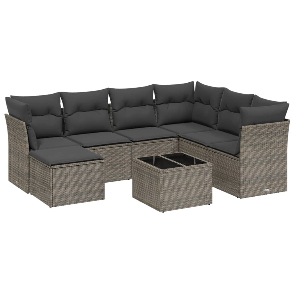8-delige Loungeset met kussens poly rattan grijs is nu te koop bij PeponiXL, paradijselijk wonen!