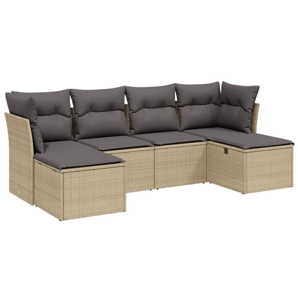 6-delige Loungeset met kussens poly rattan gemengd beige is nu te koop bij PeponiXL, paradijselijk wonen!