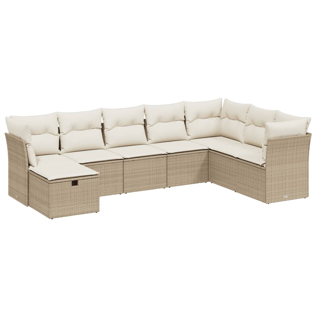 8-delige Loungeset met kussens poly rattan beige is nu te koop bij PeponiXL, paradijselijk wonen!