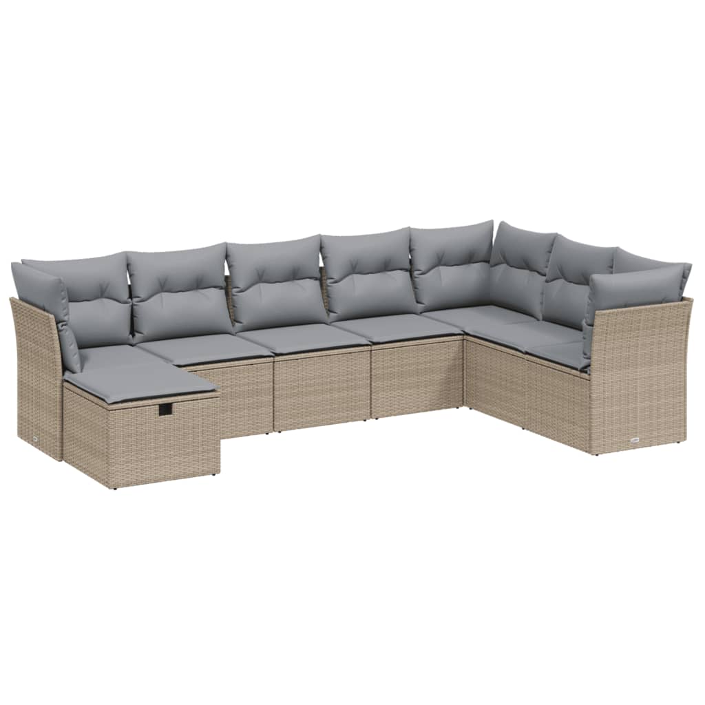 8-delige Loungeset met kussens poly rattan gemengd beige is nu te koop bij PeponiXL, paradijselijk wonen!