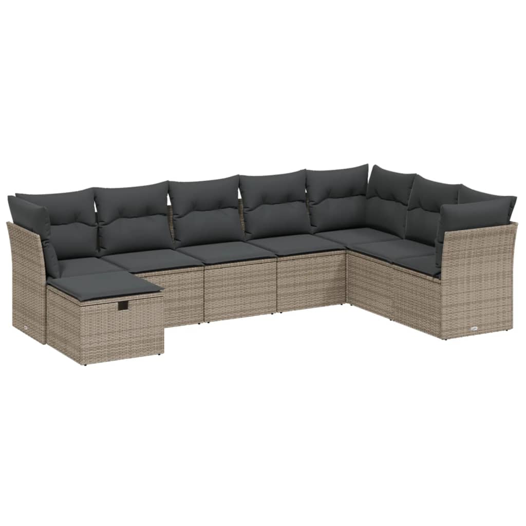 8-delige Loungeset met kussens poly rattan grijs is nu te koop bij PeponiXL, paradijselijk wonen!