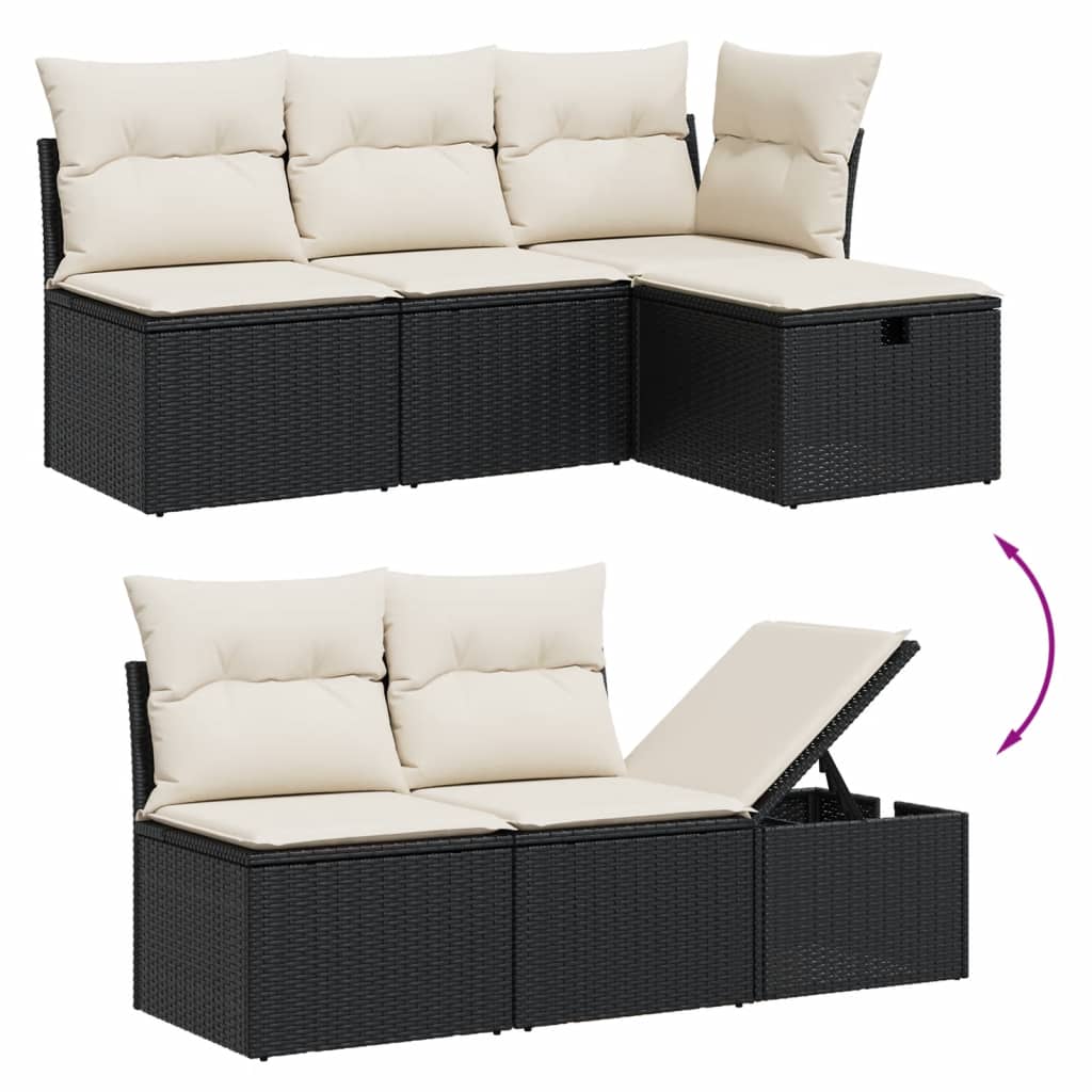 5-delige Loungeset met kussens poly rattan zwart is nu te koop bij PeponiXL, paradijselijk wonen!