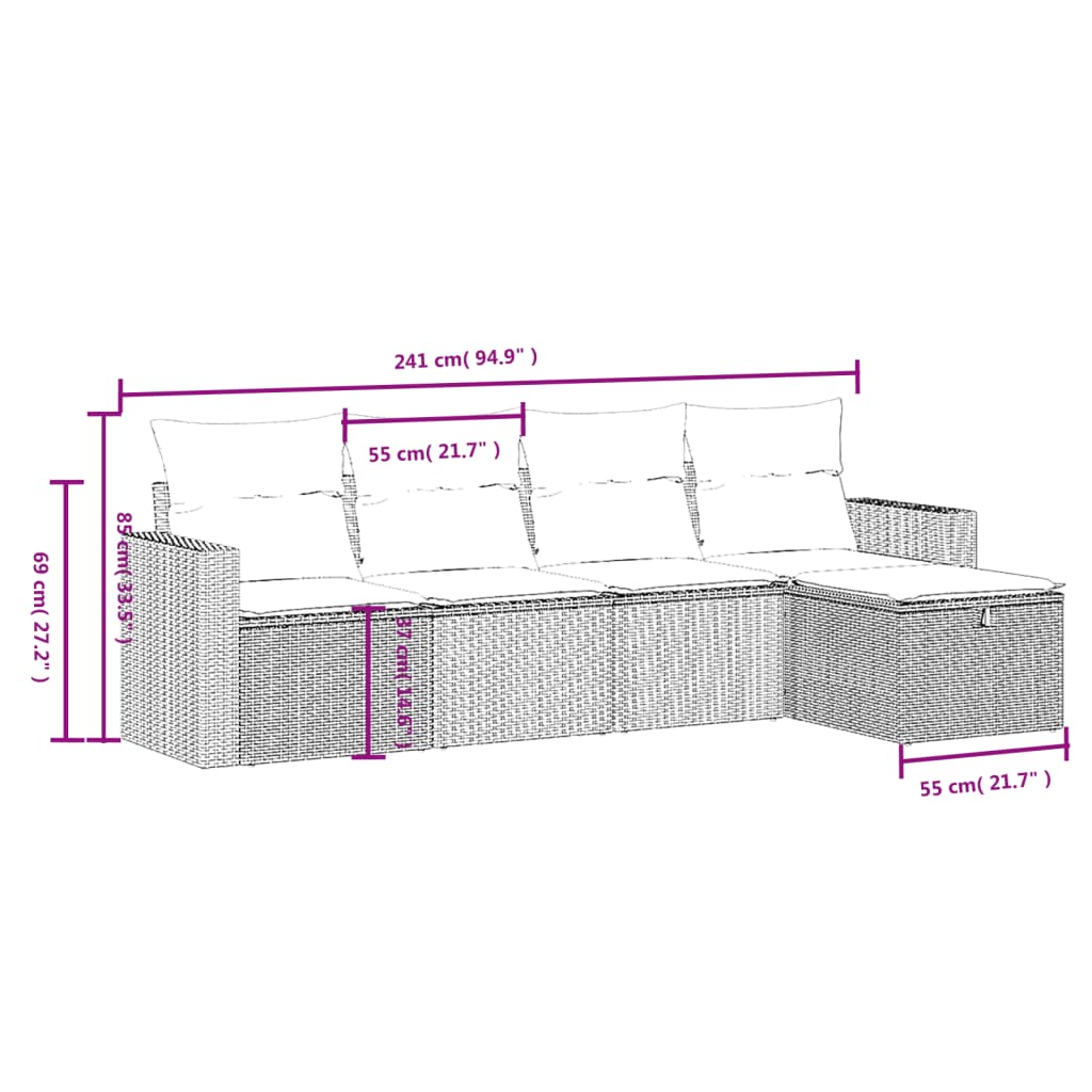 5-delige Loungeset met kussens poly rattan gemengd beige is nu te koop bij PeponiXL, paradijselijk wonen!