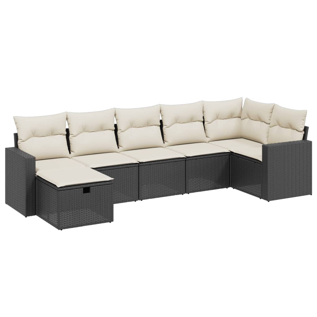 7-delige Loungeset met kussens poly rattan zwart is nu te koop bij PeponiXL, paradijselijk wonen!