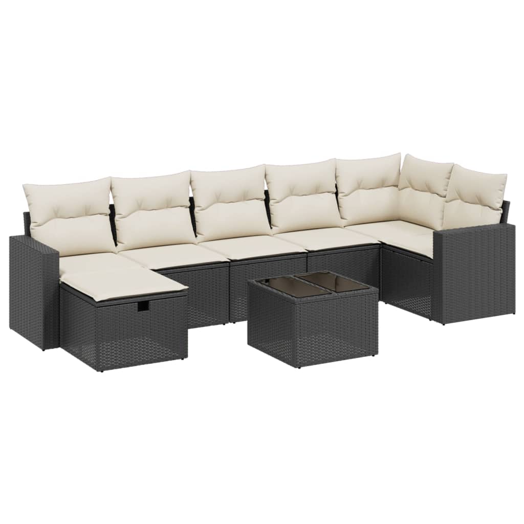 8-delige Loungeset met kussens poly rattan zwart is nu te koop bij PeponiXL, paradijselijk wonen!
