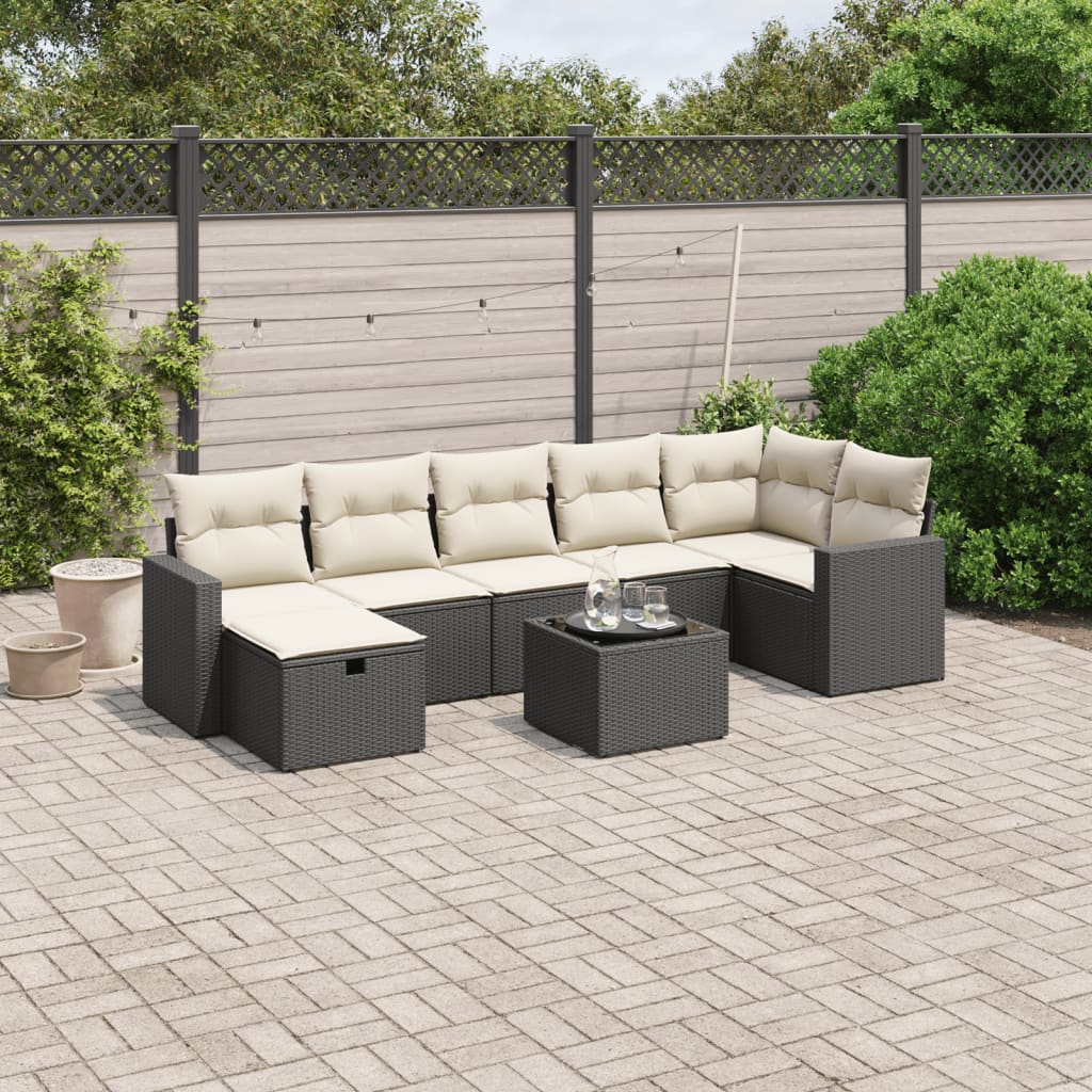 8-delige Loungeset met kussens poly rattan zwart is nu te koop bij PeponiXL, paradijselijk wonen!