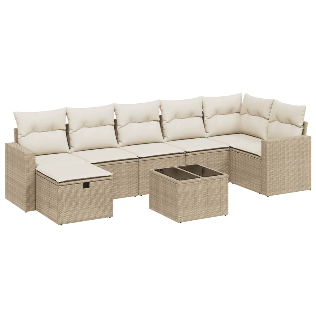 8-delige Loungeset met kussens poly rattan beige is nu te koop bij PeponiXL, paradijselijk wonen!
